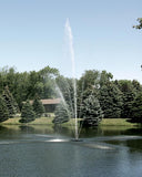 Scott Aerator Clover Fountains 1 HP 230 volt, Scott Aerator's Clover fountains create an impressive cascade of water that sounds as beautiful as it appears. The brass center nozzle of the Clover is surrounded by separate side nozzles which create a spectacular, angled spray pattern similar to the lucky plant it's named for. The brass center nozzle of the ½-hp Clover sprays at heights up to 20 feet, and it’s surrounded by separate side nozzles that create a spectacularly angled spray pattern, projecting wate