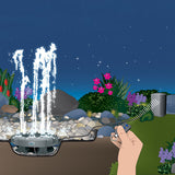 OASE Water Quintet, The Water Quintet offers 5 fountains of varying heights (12-55 inches) and light intensities. The Plug’n Spray feature allows for immediate use. The fountain’s remote control provides convenience and flexibility. The fountain can set up on a range of substrates and has a robust floor plate for protection. The fountain boasts an energy-efficient 12-volt technology.The fountain includes 5 pumps/nozzles, external control unit, transformer and cables. What’s in the Box: Fountain (5 Pumps, 5