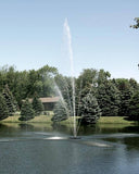 Scott Aerator Clover Pond & Lake Fountains ½ hp 115 volt, Scott Aerator's Clover fountains create an impressive cascade of water that sounds as beautiful as it appears. The brass center nozzle of the Clover is surrounded by separate side nozzles which create a spectacular, angled spray pattern similar to the lucky plant it's named for. The brass center nozzle of the ½-hp Clover sprays at heights up to 20 feet, and it’s surrounded by separate side nozzles that create a spectacularly angled spray pattern, pro